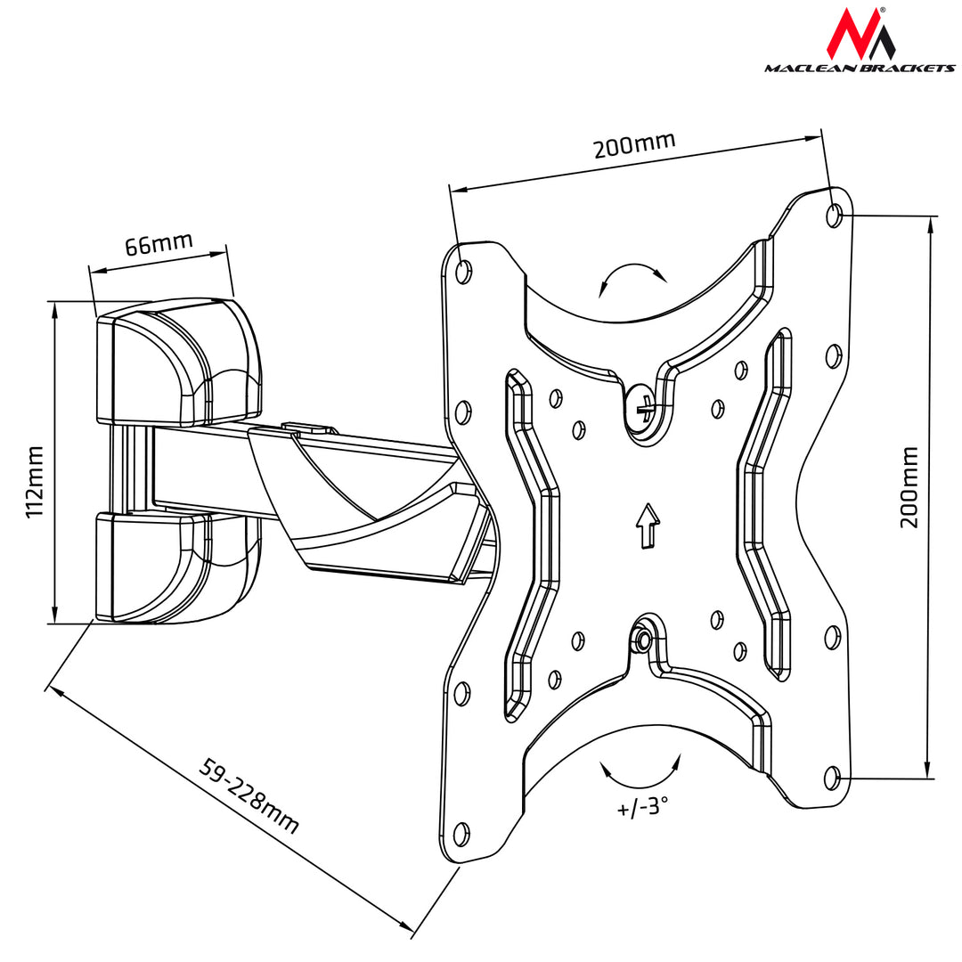 Maclean Brackets MC-741 - Max.25kg - 12" bis 42" Zoll - 200x200 VESA
