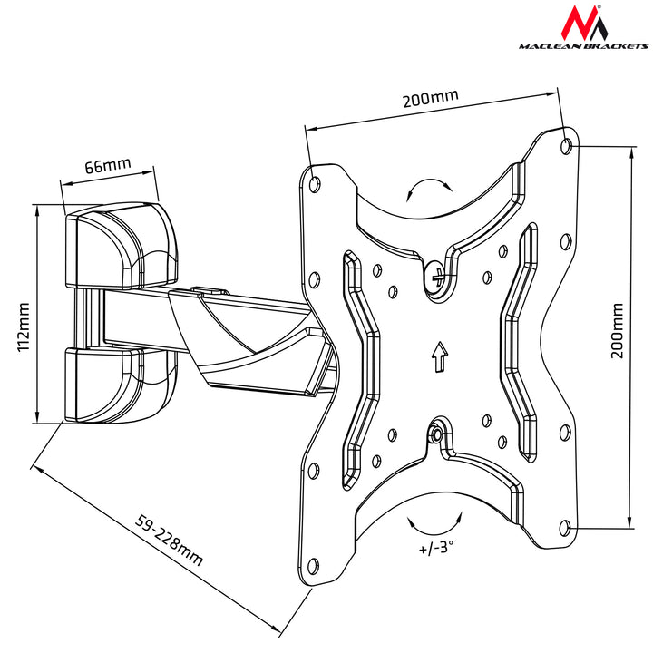 Maclean Brackets MC-741 - Max.25kg - 12" bis 42" Zoll - 200x200 VESA