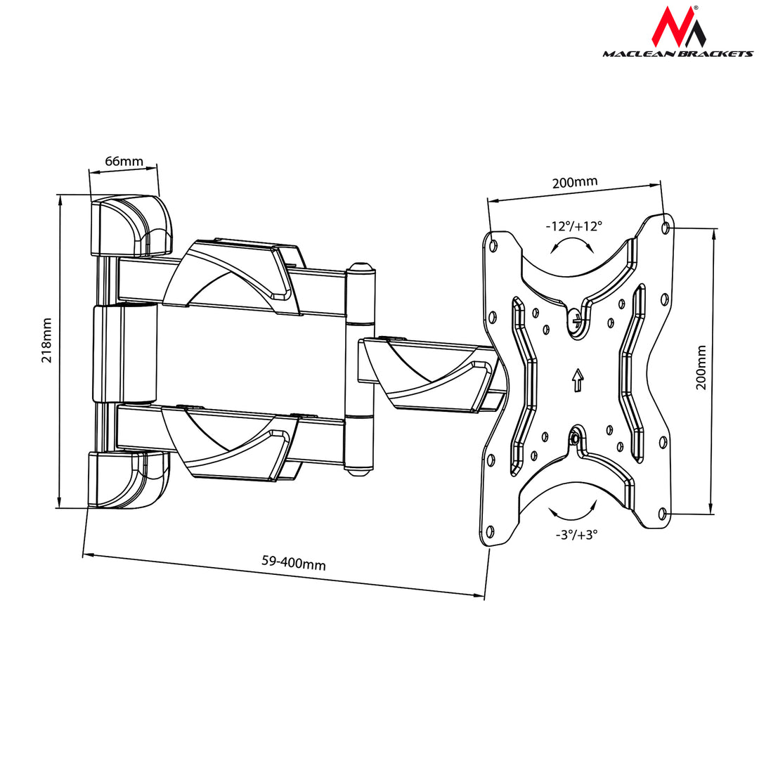 Maclean Brackets MC-742 - Max.30kg - 13" bis 55" Zoll - 200x200 VESA