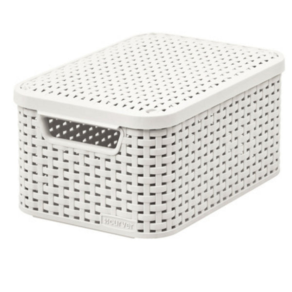Beigegebogener Rattan My Style Korb mit Deckel
