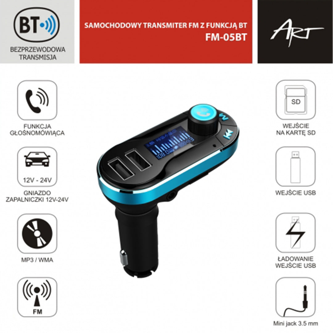 Bluetooth FM Auto Transmitter BT- 10 SD USB Display