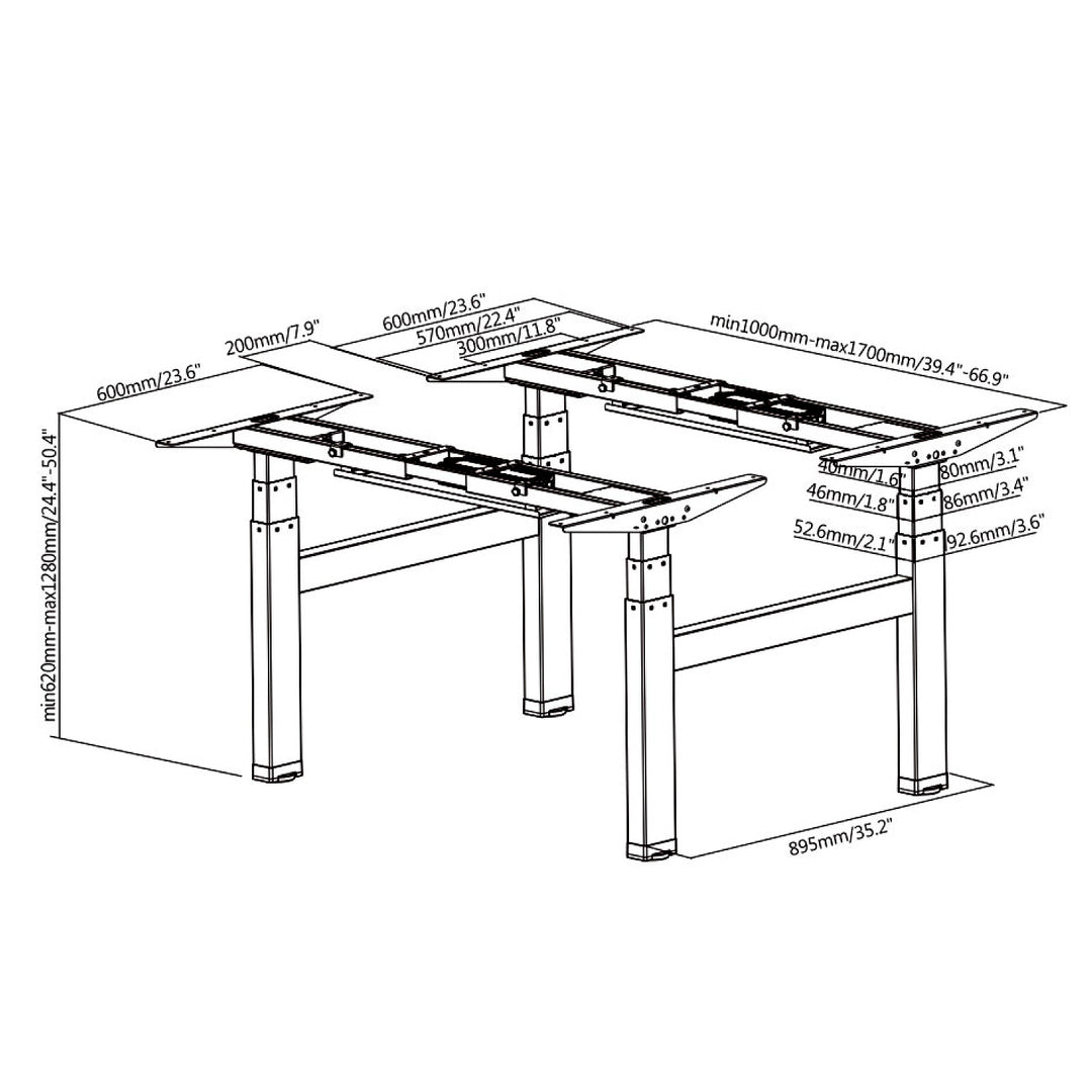 Maclean MC-794 - Ohne Tischplatte - Zur Arbeit in Steh- & Sitzposition