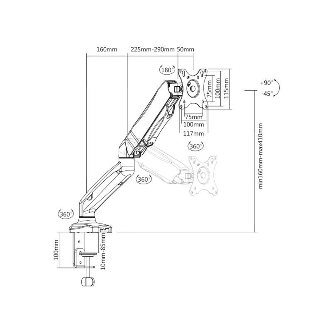 Cabletech UCH0208-1 mit einstellbarer Neigung, Drehung und Höhe