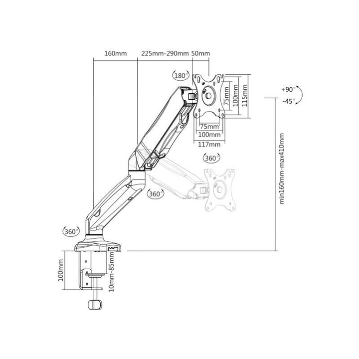 Cabletech UCH0208-1 mit einstellbarer Neigung, Drehung und Höhe