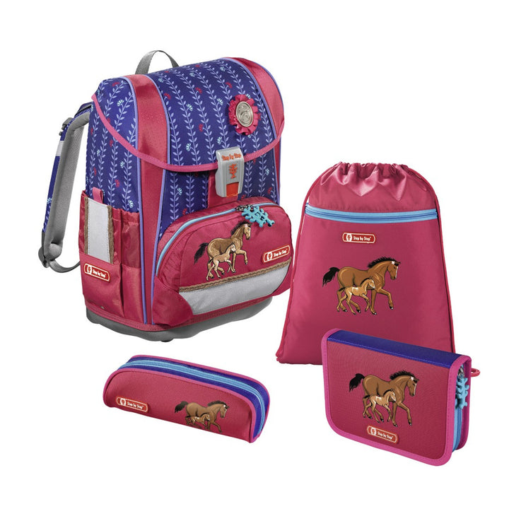 Ein 4-teiliger Set: Rucksack, Schuhbeutel, Mäppchen mit Zubehör, Toobox