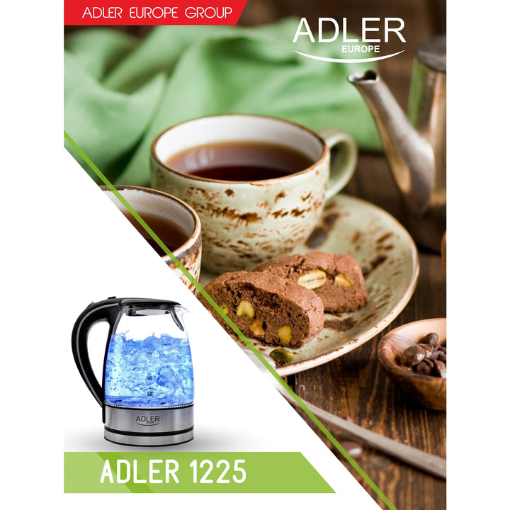 Wasserkocher Glas Glaswasserkocher Beleuchtung Edelstahl  Adler elektrischer Kocher transparent Wasserkessel