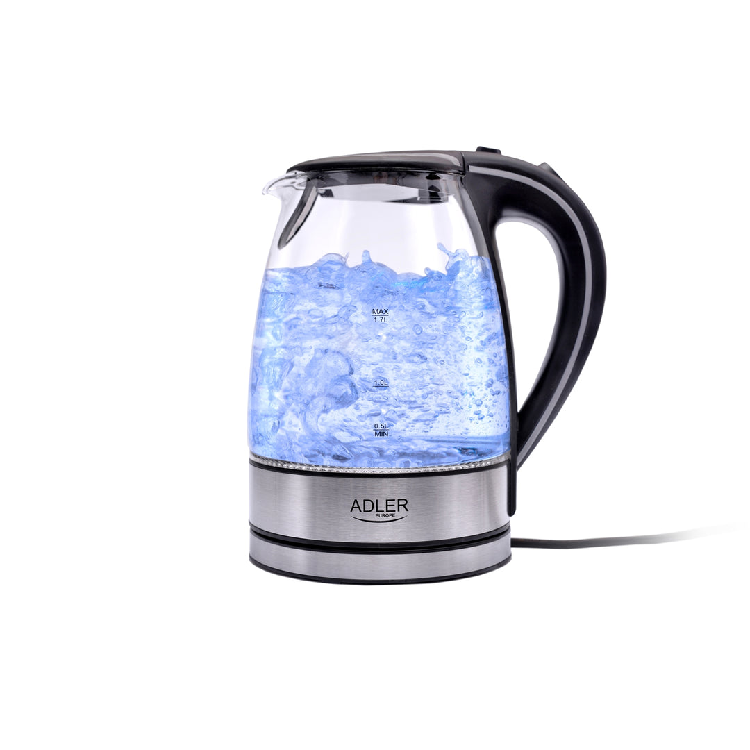 Wasserkocher Glas Glaswasserkocher Beleuchtung Edelstahl  Adler elektrischer Kocher transparent Wasserkessel