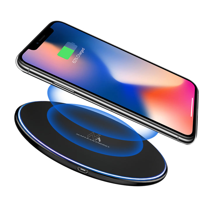 Qi Induktives Ladegerät Ladestation für Qi-fähige Geräte Wireless Charger Ladepad Fast Charge (Schwarz)