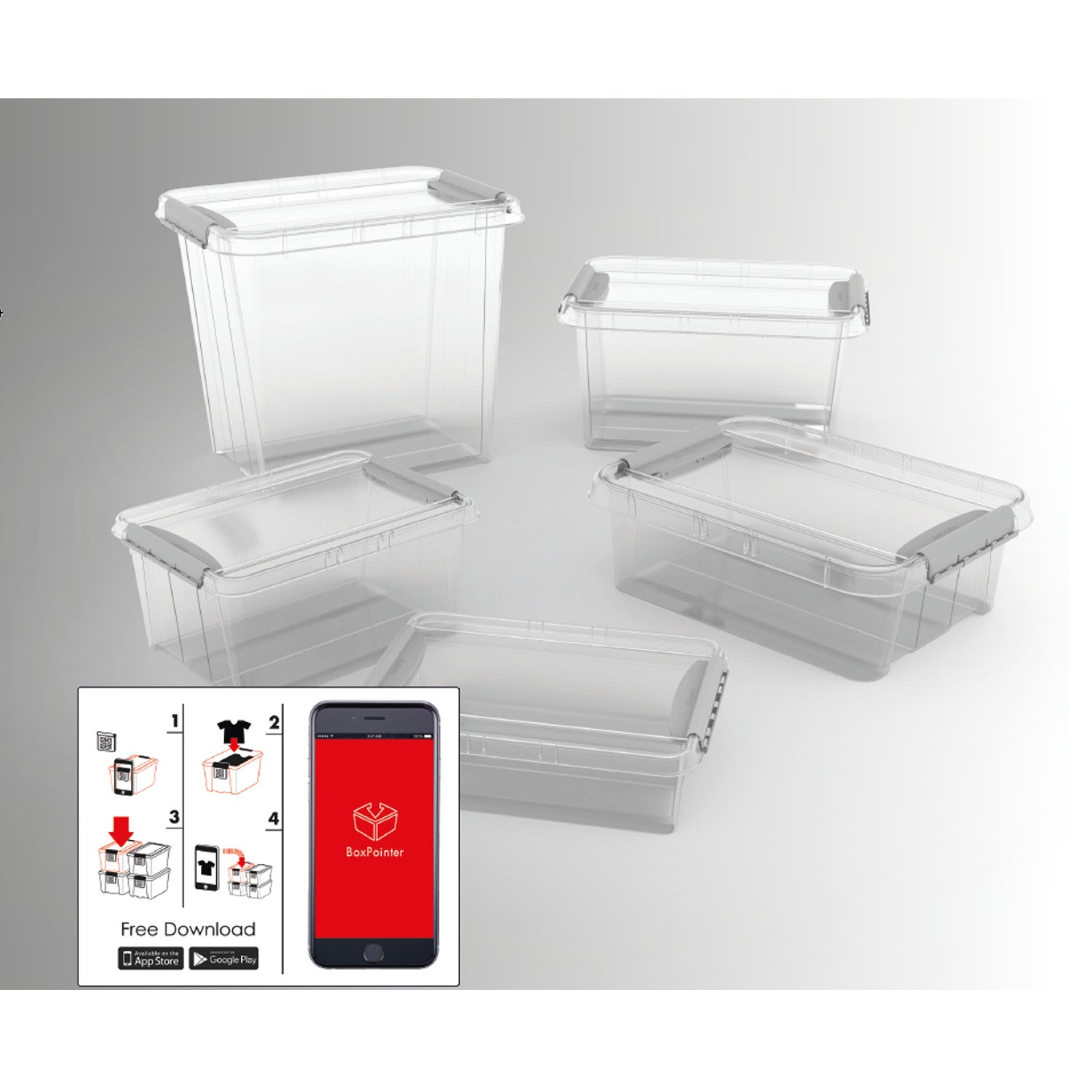 Aufbewahrungsbox mit Deckel und QR-Code Stapelbar Transparent 31L Unte –  Euroelectronics DE