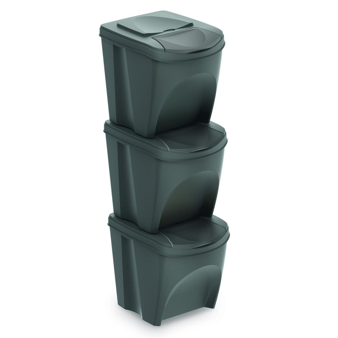 Sortibox Sortiercontainerkörbe Plastikbehältern Organizer Abfallkörbe 3x20L