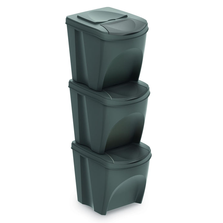 Sortibox Sortiercontainerkörbe Plastikbehältern Organizer Abfallkörbe 3x20L