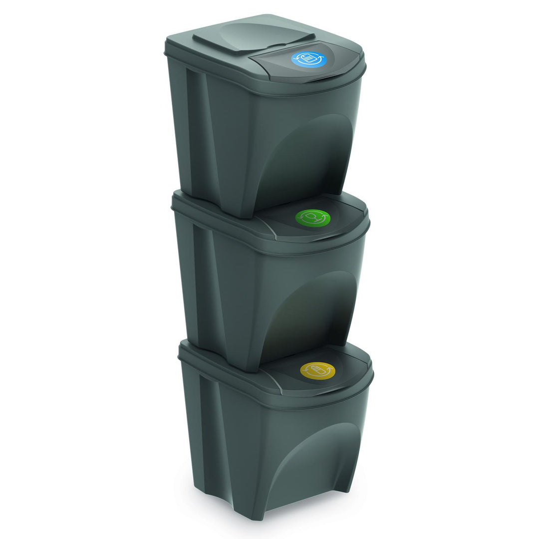 Sortibox Sortiercontainerkörbe Plastikbehältern Organizer Abfallkörbe 3x20L