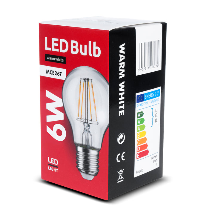 Retro Edison Filament Glühbirne LED E27 Vintage Dekorative Glühlampe Beleuchtung Birne Warmweiß 3000K 230V (6W 600lm)
