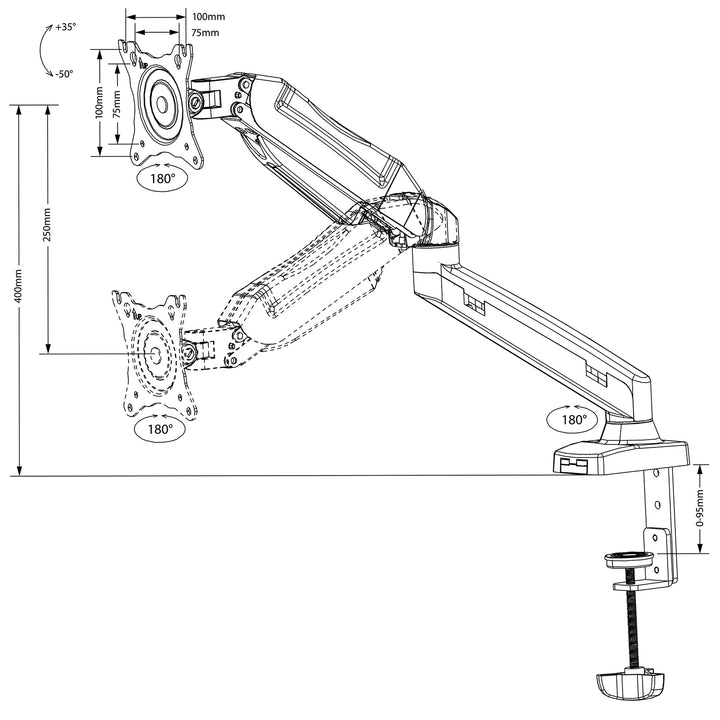 Hochwertige 1-Fach Monitor Tischhalterung 13"-27" bis 8kg VESA 75x75 100x100