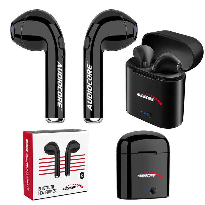 Bluetooth Kopfhörer Kabellose Ohrhörer Paar mit tragbarer Ladehülle TWS Bluetooth 5.0 Headset Mikrofon Schwarz