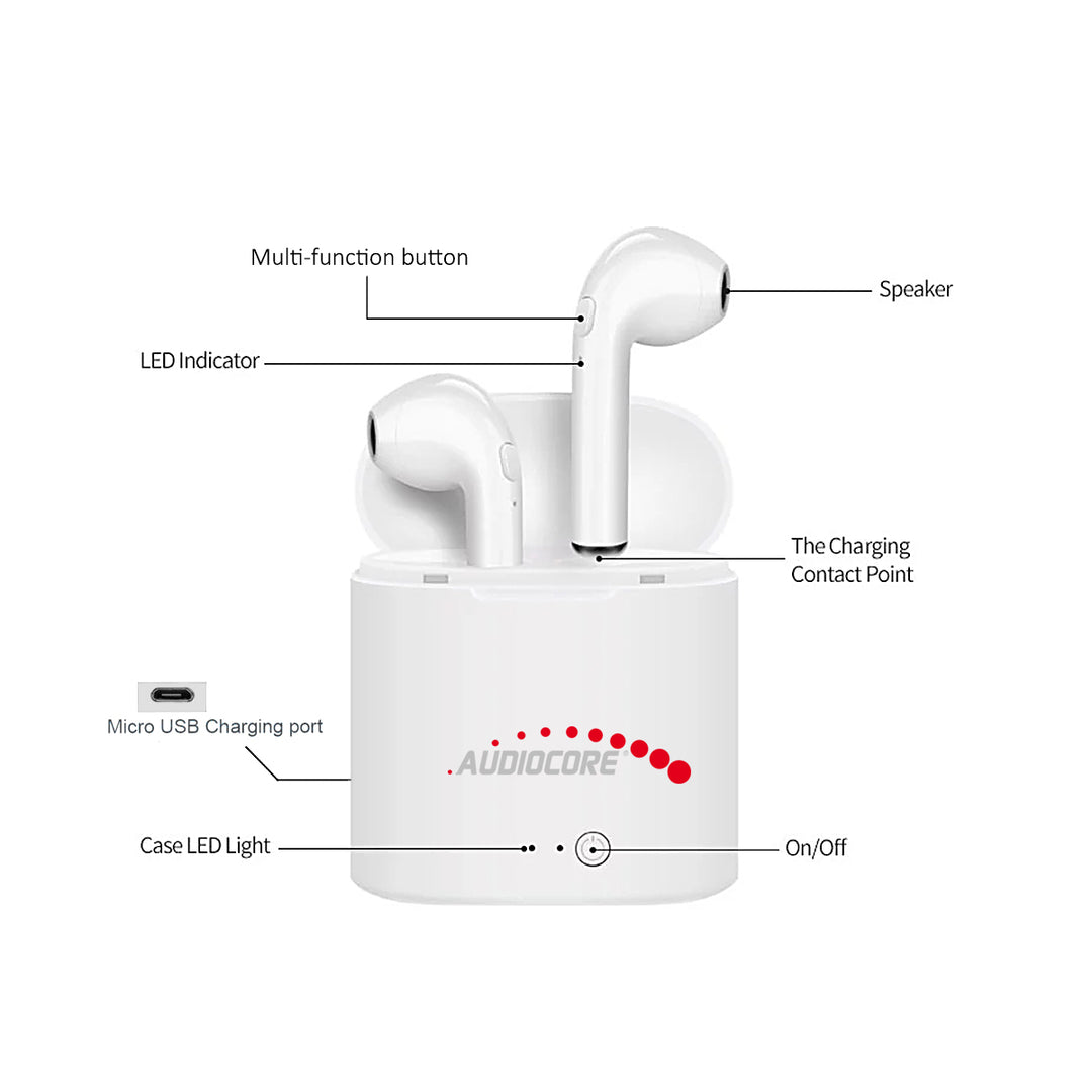 Bluetooth Minikopfhörer Kabellose Ohrhörer Paar mit tragbarer Ladehülle TWS Bluetooth 5.0 Headset Mikrofon Weiß