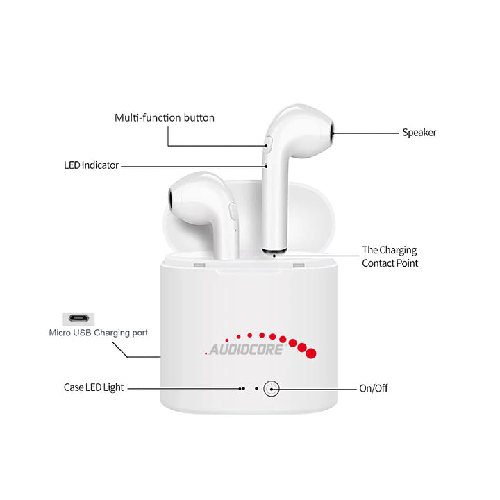 Bluetooth Minikopfhörer Kabellose Ohrhörer Paar mit tragbarer Ladehülle TWS Bluetooth 5.0 Headset Mikrofon Weiß