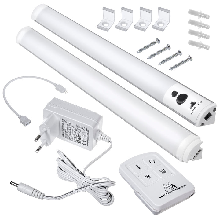 Linear LED Unterbauleuchten mit Fernbedienung Lineare Lichtleiste Timer Helligkeitseinstellung Kaltweiß (2-Module Set)