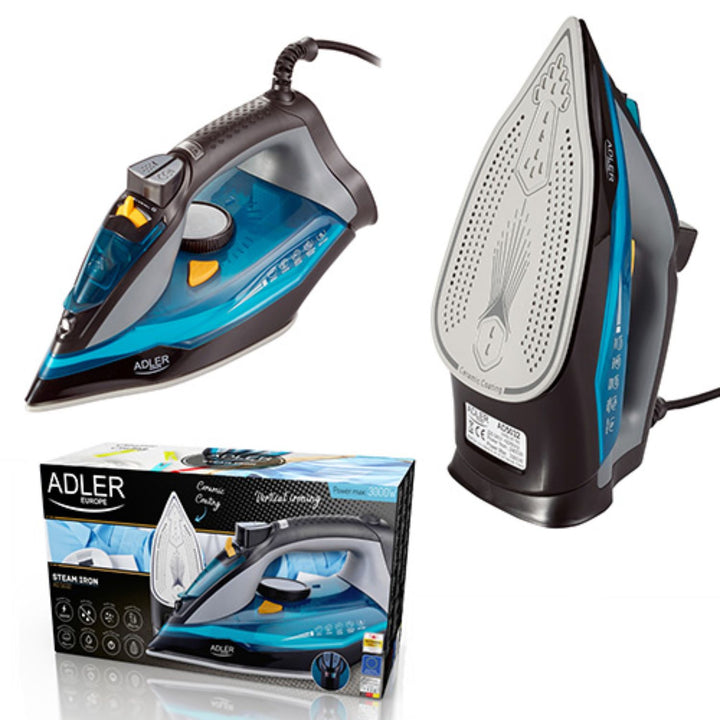 Multifunktionales Dampfbügeleisen mit Keramikfuß 3000W Adler AD 5032