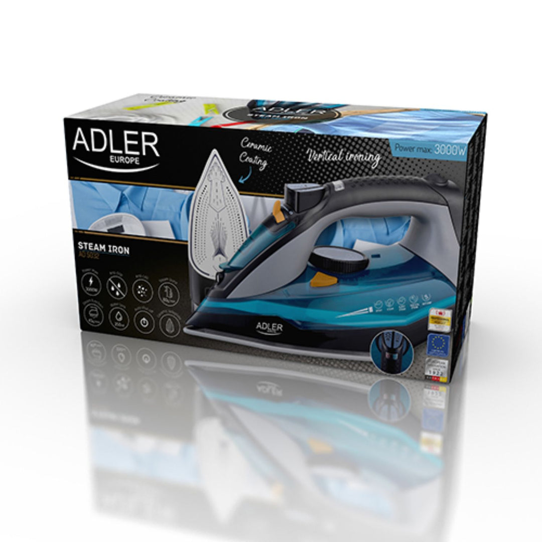 Multifunktionales Dampfbügeleisen mit Keramikfuß 3000W Adler AD 5032