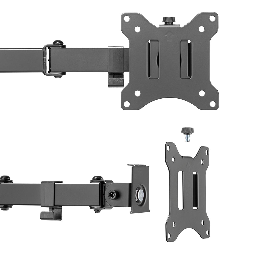 2-Fach Monitorhalterung Tischhalterung 17-32" Zoll Schwenkbar Neigbar Höhenverstellbar Doppelarm VESA 75x75 100x100 bis 2x8kg