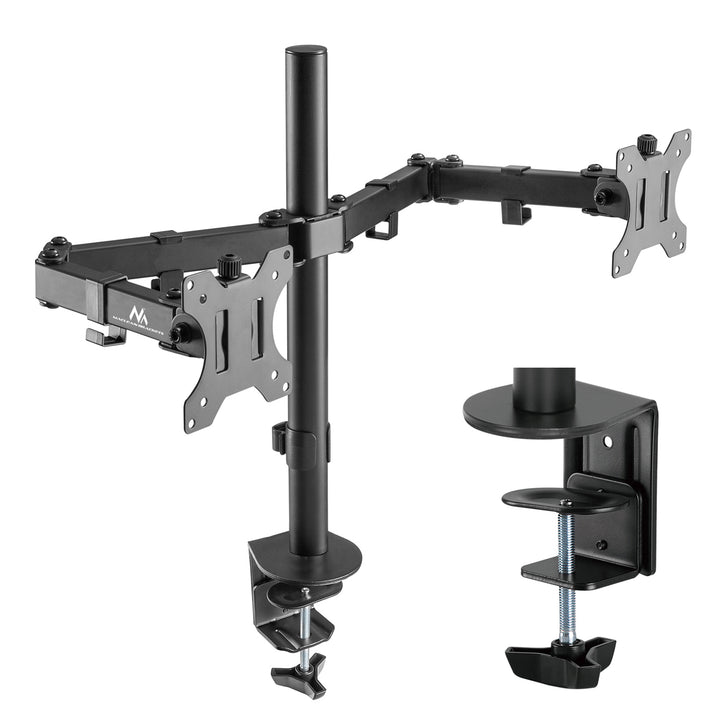 2-Fach Monitorhalterung Tischhalterung 17-32" Zoll Schwenkbar Neigbar Höhenverstellbar Doppelarm VESA 75x75 100x100 bis 2x8kg