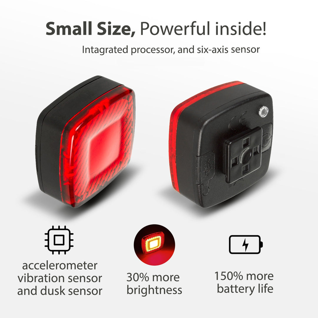 Fahrradlampe hinten USB AUTO STOP Dämmerungssensor Maclean Energy MCE355 COB LED max. 125lm acu 450mAh