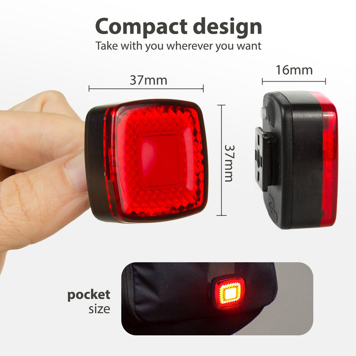 Fahrradlampe hinten USB AUTO STOP Dämmerungssensor Maclean Energy MCE355 COB LED max. 125lm acu 450mAh