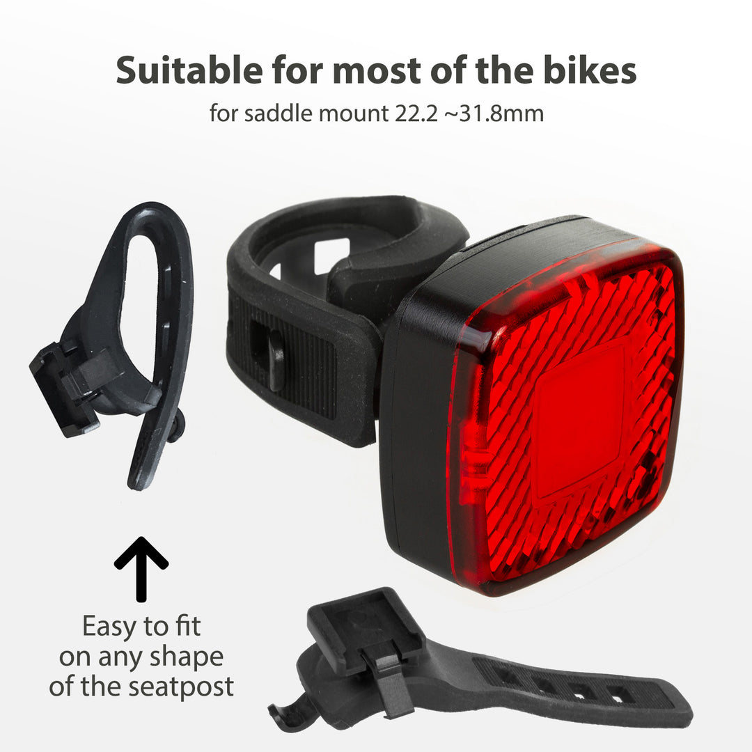 Fahrradlampe hinten USB AUTO STOP Dämmerungssensor Maclean Energy MCE355 COB LED max. 125lm acu 450mAh