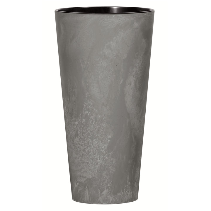 Tubus Slim Effect Blumentopf Pflanzkübel Beton-Design 2in1 inkl. Pflanztopf Rund Kunststoff 150mm, Marengo