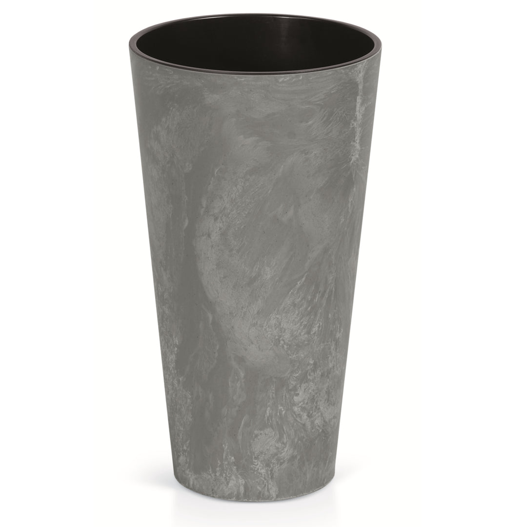 Tubus Slim Effect Blumentopf Pflanzkübel Beton-Design 2in1 inkl. Pflanztopf Rund Kunststoff (250mm, Marengo)
