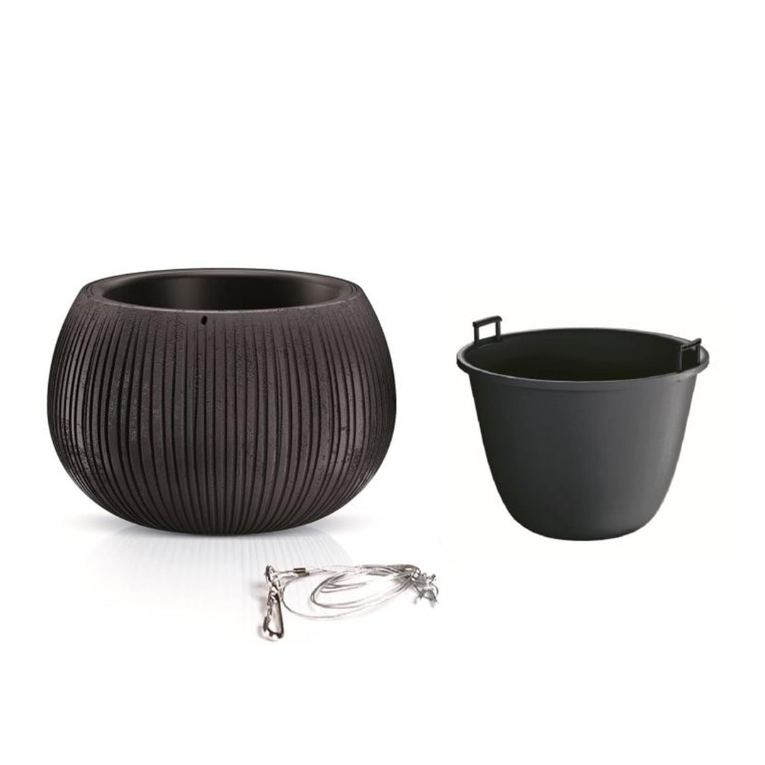 Hängetopf mit Einsatz Beton Bowl WS DKB240WS-B411 - schwarze Farbe