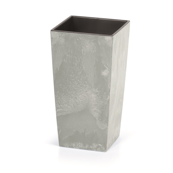 Urbi Square Beton Blumentopf Pflanzkübel Beton-Design 2 in 1 inkl. Pflanztopf Kunststoff Eckig (140mm) …