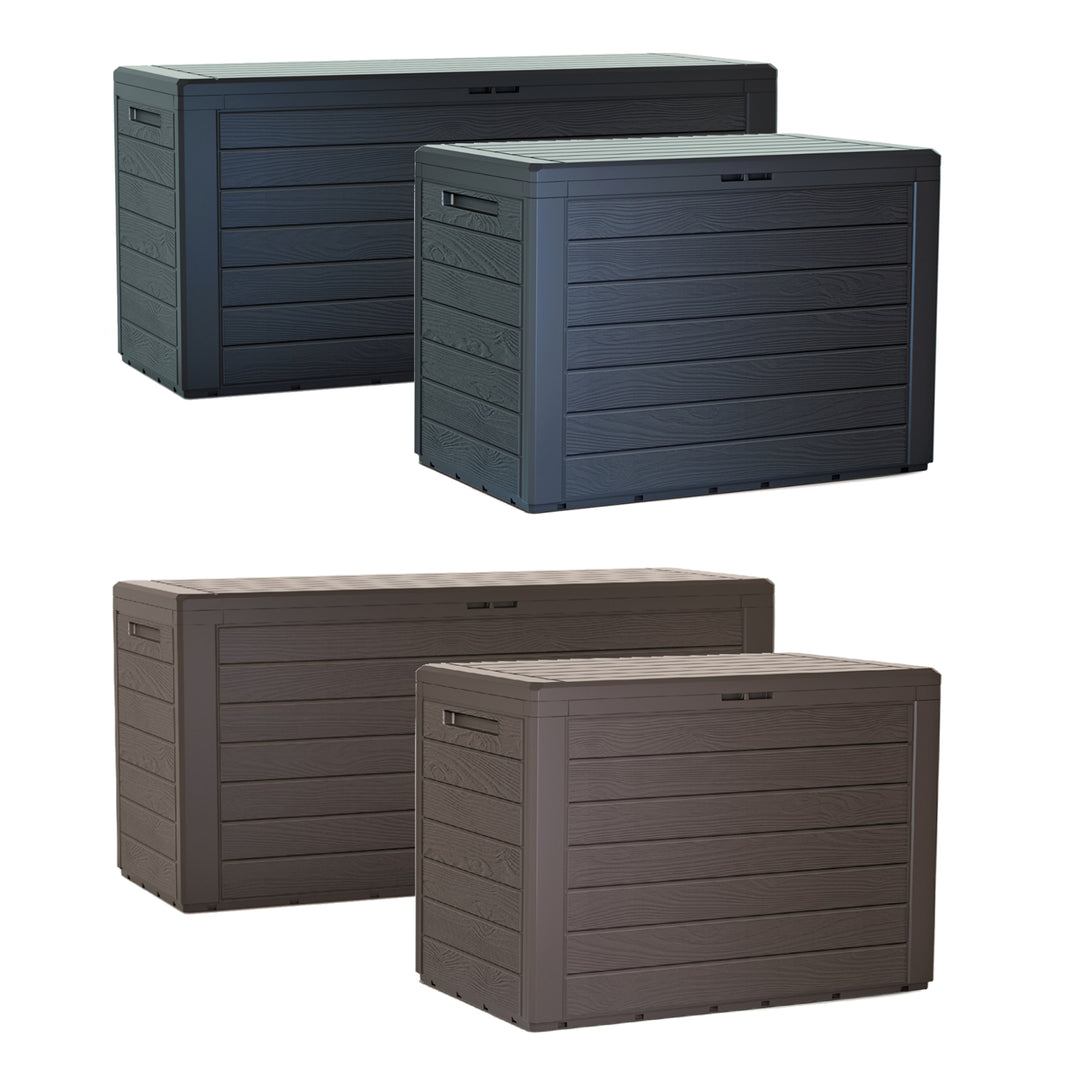 Woodebox Gartenbox Kissenbox Gartentruhe Verschließbar (280 Liter, Anthrazit)