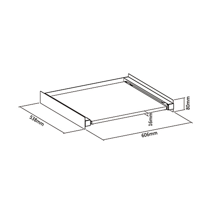 Universeller Verbindungsrahmen Zwischenbaurahmen mit Ausziehplatte für 60x53 cm Waschmaschinen oder Trockner bis 60kg