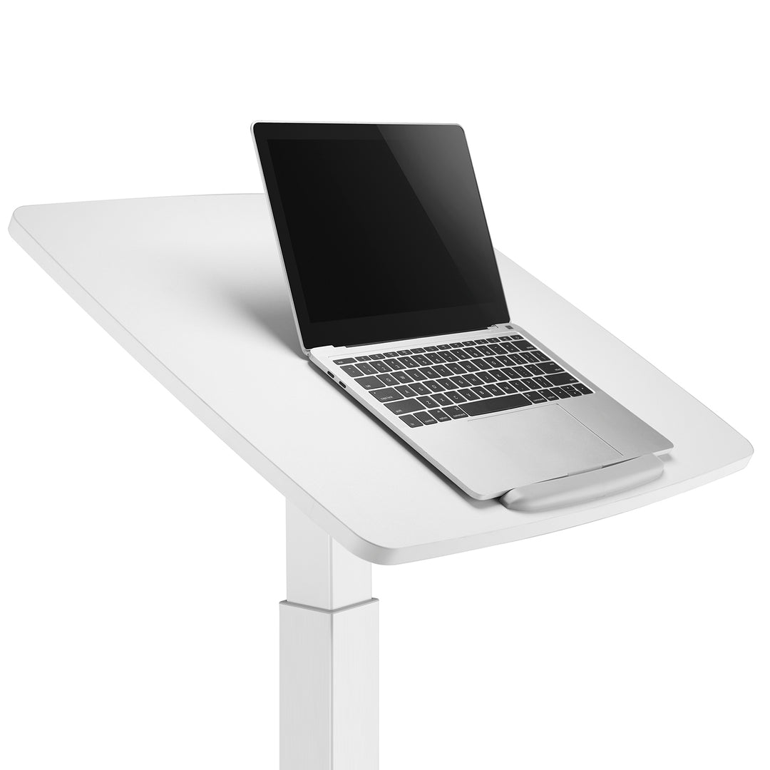 Höhenverstellbarer Laptoptisch mit Rollen Sitz-steh-Schreibtisch Gasfeder Höhenverstellbar bis max. 113cm 30 Grad Neigbar Belastbar bis 8kg