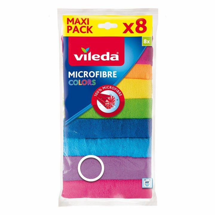 Ein Satz von 8 Tüchern Vileda Microfiber Colors Tücher