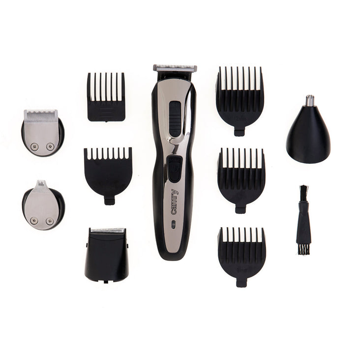 Der Camry CR 2921 5-in-1-Trimmer kombiniert Haarschneidemaschine, Rasierer und Trimmer