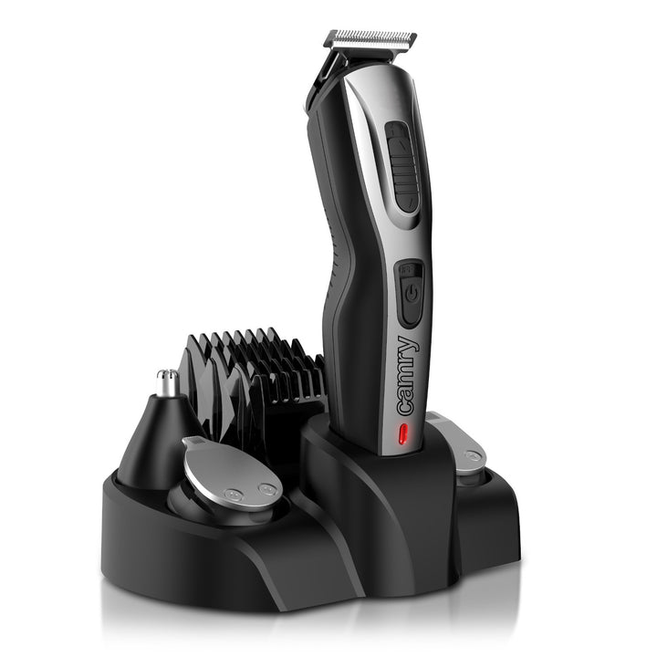 Der Camry CR 2921 5-in-1-Trimmer kombiniert Haarschneidemaschine, Rasierer und Trimmer