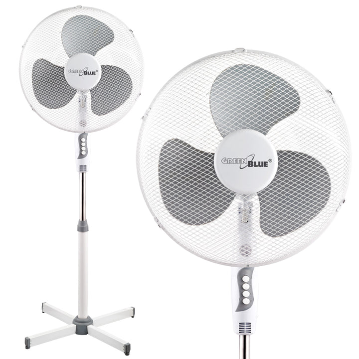Standventilator 40 Watt 3 Geschwindigkeitsstufen Niedriger Geräuschpegel Oszillation Bodenventilator Weiß