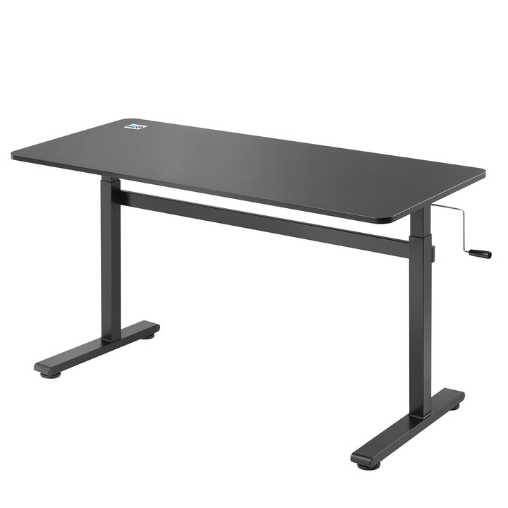 Sitz-Steh-Schreibtisch 140x60cm  Manuell Höhenverstellbarer Bürotisch max. 117cm   Ergonomischer Tisch Belastbar bis 40kg Schwarz