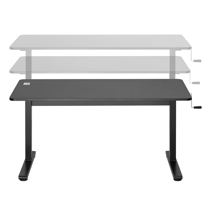 Sitz-Steh-Schreibtisch 140x60cm  Manuell Höhenverstellbarer Bürotisch max. 117cm   Ergonomischer Tisch Belastbar bis 40kg Schwarz