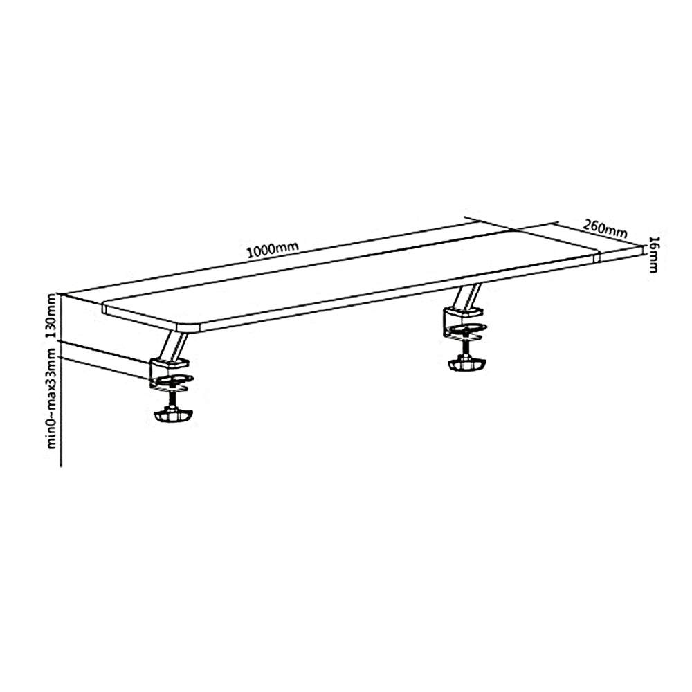 Monitorständer 13"~32" bis max. 20kg Tischplatte Regal 100x26cm Regalbrett Tischhalterung Tischbefestigung Schreibtisch Befestigung