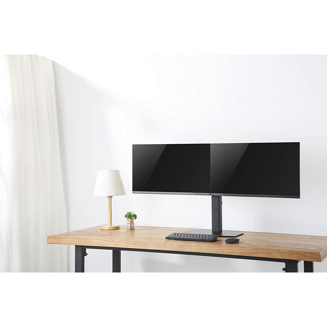 2-Fach Dual Monitorhalterung Freistehend für zwei Monitore - Drehbar / Neigbar - 17-27'' Zoll - VESA 75x75 100x100