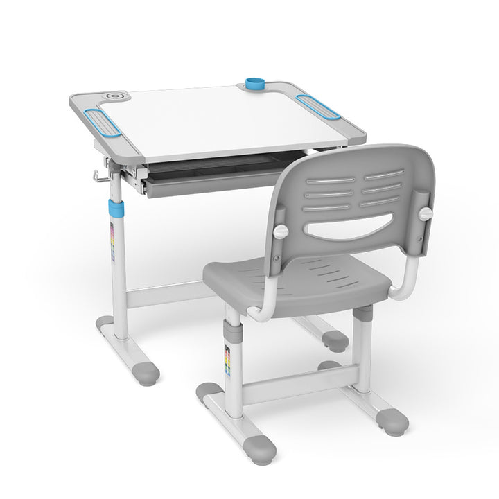 Ergonomischer Kinderschreibtisch mit Stuhl und Schublade Kinder-Schultisch bis 75kg Schülerschreibtisch Höhenverstellbar und Neigbar
