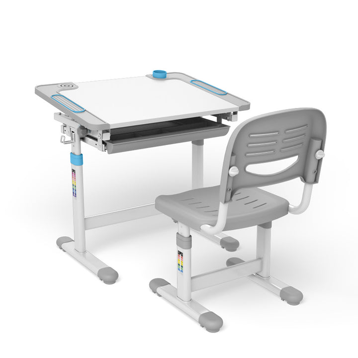 Ergonomischer Kinderschreibtisch mit Stuhl und Schublade Kinder-Schultisch bis 75kg Schülerschreibtisch Höhenverstellbar und Neigbar