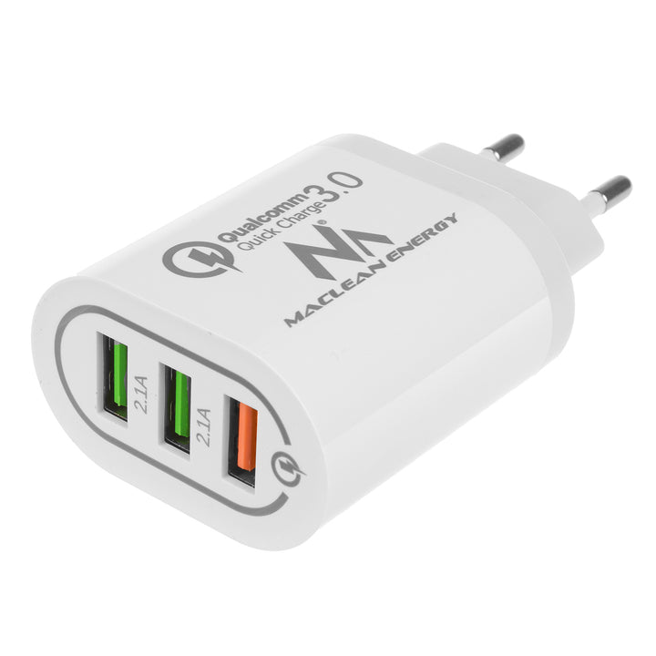 Maclean MCE479 mit Quick Charge 3.0 Schnellladefunktion Universal USB-Ladegerät 3xUSB QC 3.0