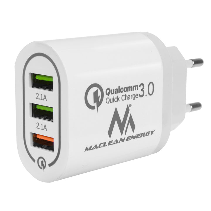 Maclean MCE479 mit Quick Charge 3.0 Schnellladefunktion Universal USB-Ladegerät 3xUSB QC 3.0