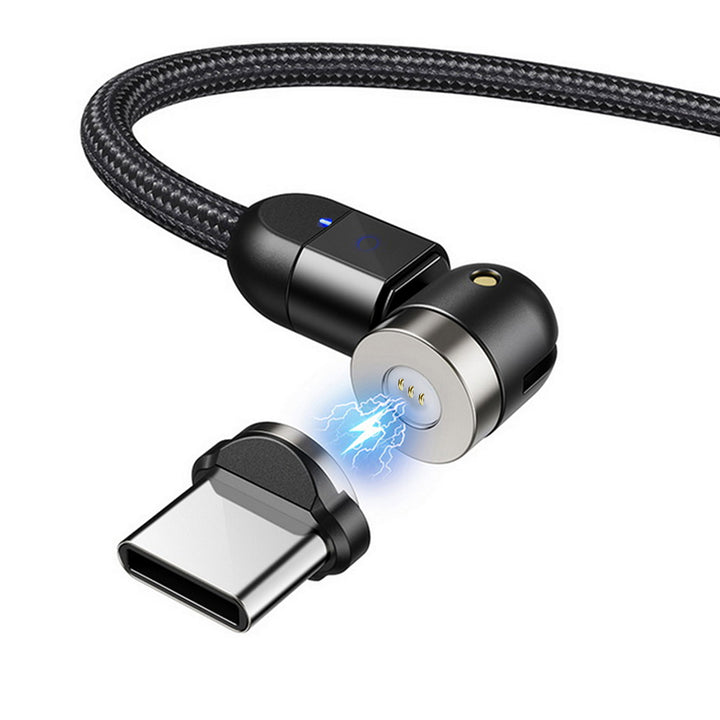 Magnetisches USB Kabel mit USB-Typ-C Adapter 1m Schnellladefunktion 9V/2A 5V/3A Fast Charge Ladekabel Datenkabel 360 ° und 180 ° Drehbar Magnetverbindung (Kabel mit USB-Typ-C Adapter 1m)