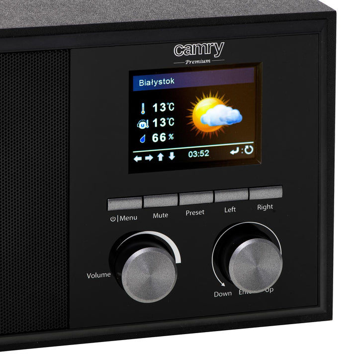 Camry CR 1180 DAB Wi-Fi Internetradio Digitalradio Über 20.000 Sender weltweit Verbindung AUX Wettervorhersage Doppelalarm